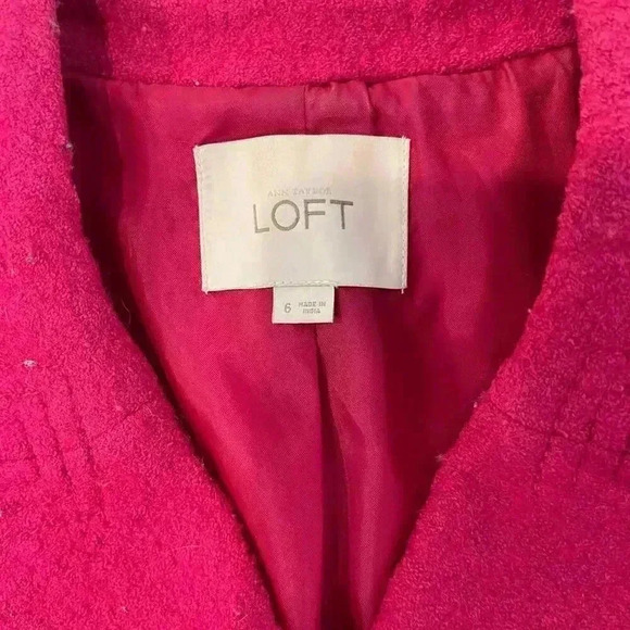 Ann Taylor Loft Magenta Pink Peacoat WoolBlend Womens 6 Outerwear Classic Preppy - Picture 4 of 7
